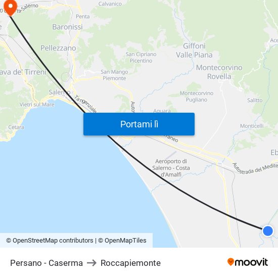 Persano - Caserma to Roccapiemonte map