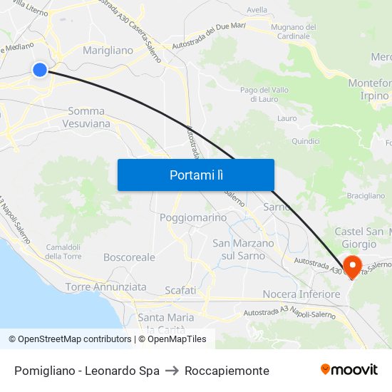 Pomigliano - Leonardo Spa to Roccapiemonte map