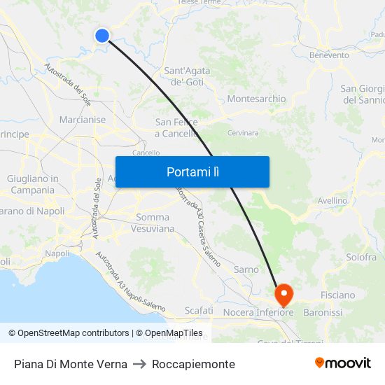 Piana Di Monte Verna to Roccapiemonte map