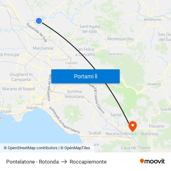 Pontelatone - Rotonda to Roccapiemonte map