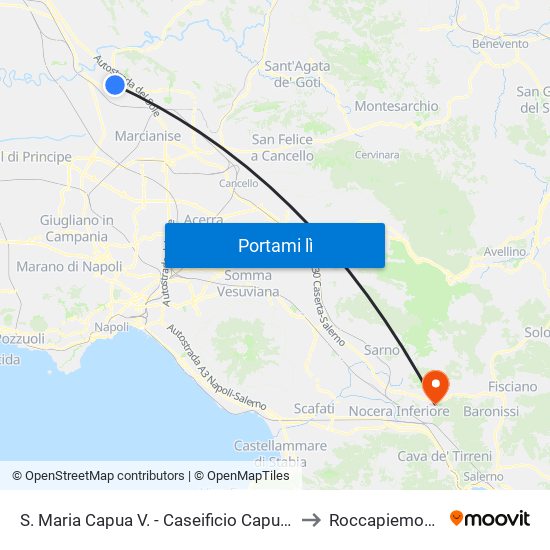 S. Maria Capua V. - Caseificio Capuano to Roccapiemonte map