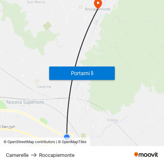 Camerelle to Roccapiemonte map