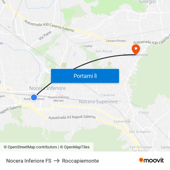 Nocera Inferiore FS to Roccapiemonte map