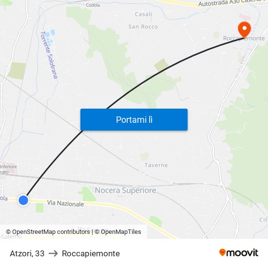 Atzori, 33 to Roccapiemonte map