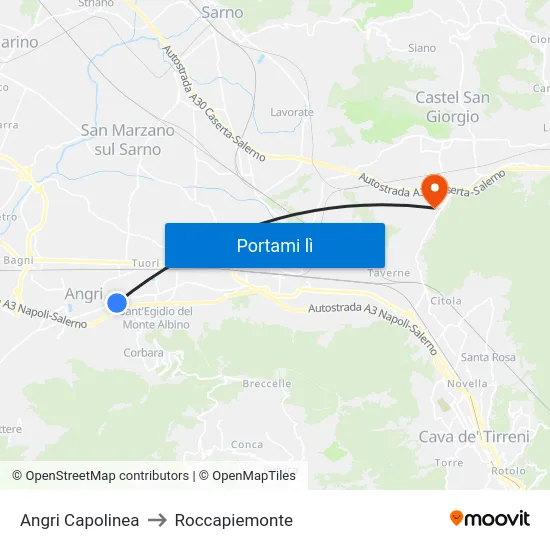 Angri Capolinea to Roccapiemonte map