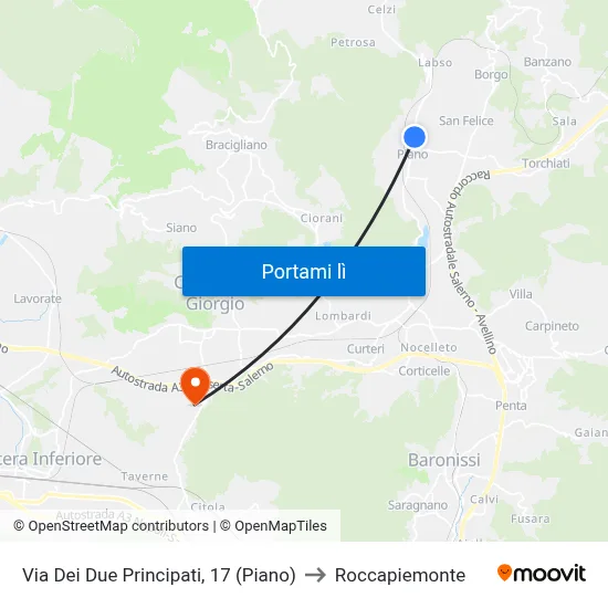 Via Dei Due Principati, 17 (Piano) to Roccapiemonte map