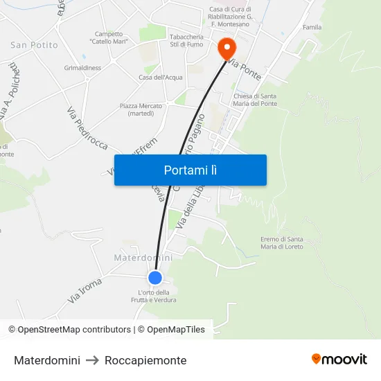 Materdomini to Roccapiemonte map