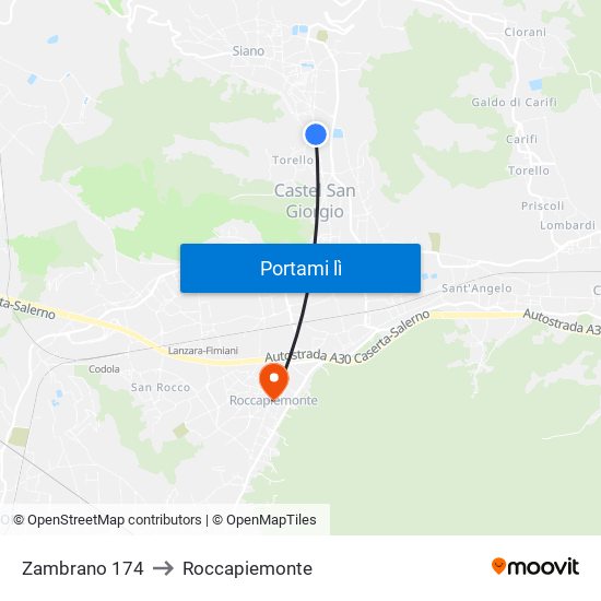 Zambrano 174 to Roccapiemonte map