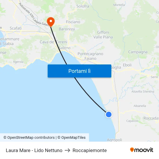 Laura Mare - Lido Nettuno to Roccapiemonte map