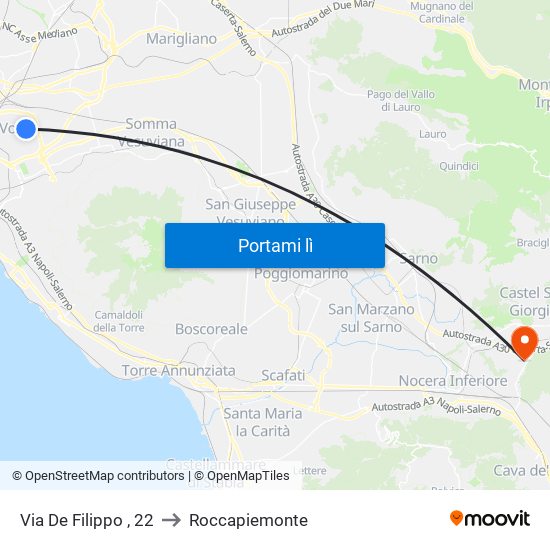 Via De Filippo , 22 to Roccapiemonte map