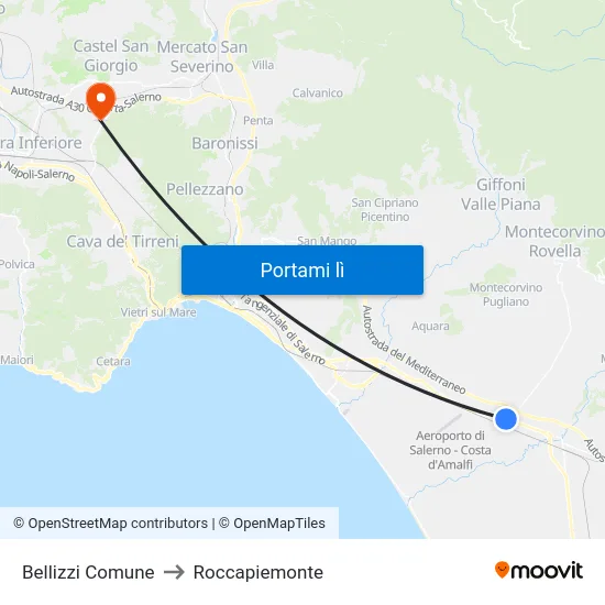 Bellizzi Comune to Roccapiemonte map