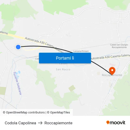 Codola Capolinea to Roccapiemonte map