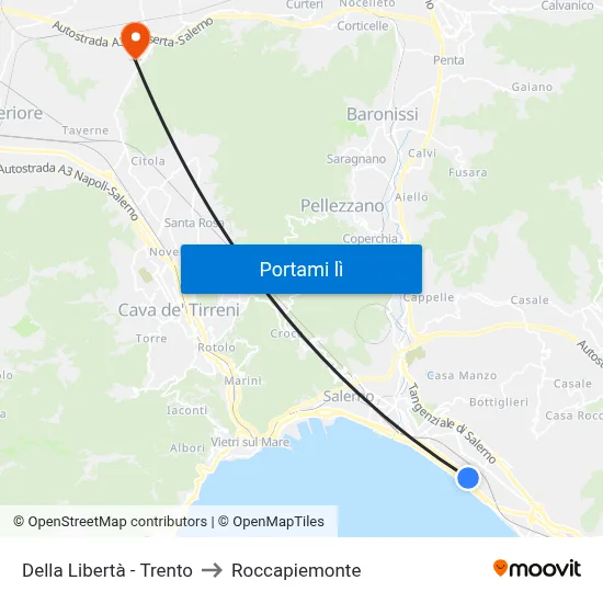 Della Libertà - Trento to Roccapiemonte map