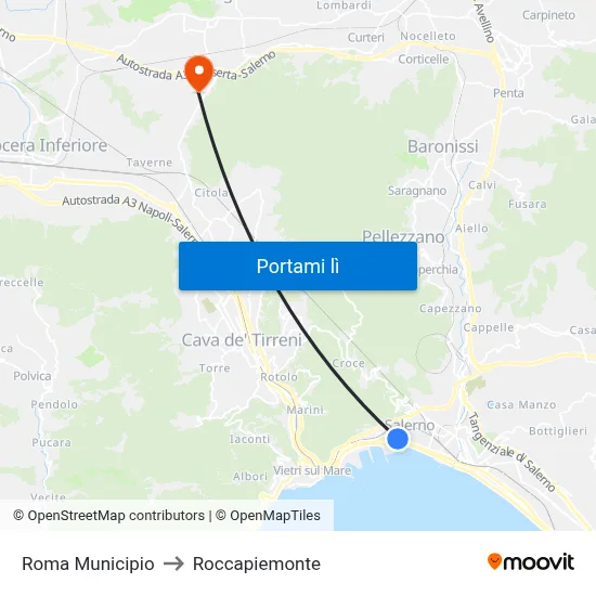 Roma Municipio to Roccapiemonte map
