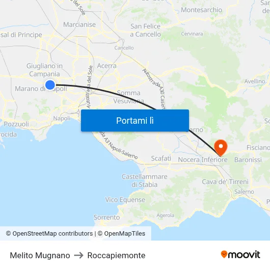 Melito Mugnano to Roccapiemonte map