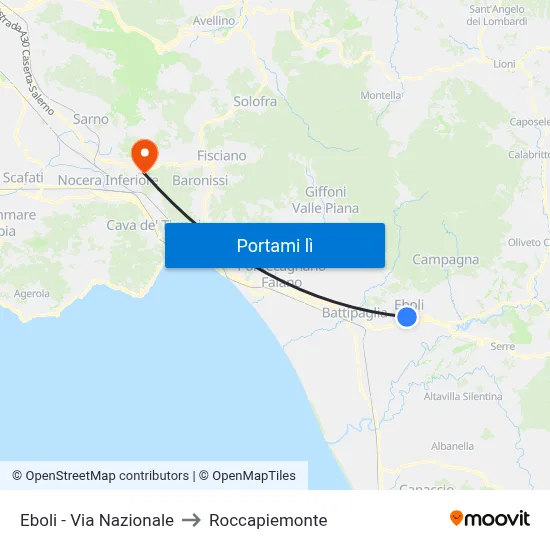 Eboli - Via Nazionale to Roccapiemonte map