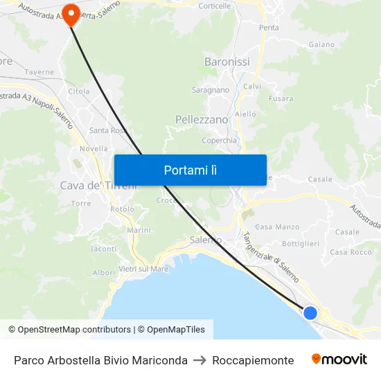 Parco Arbostella Bivio Mariconda to Roccapiemonte map