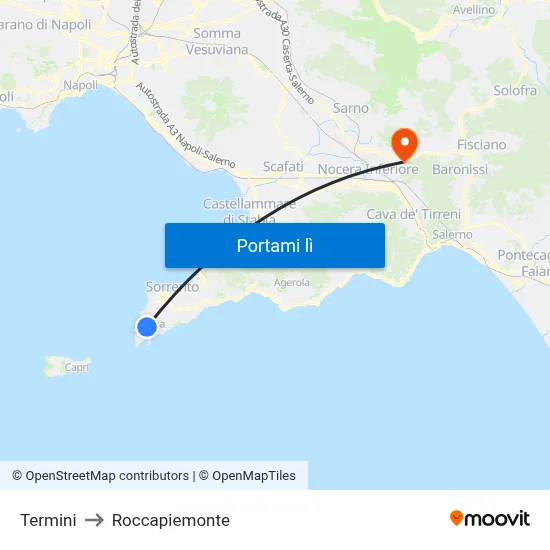 Termini to Roccapiemonte map