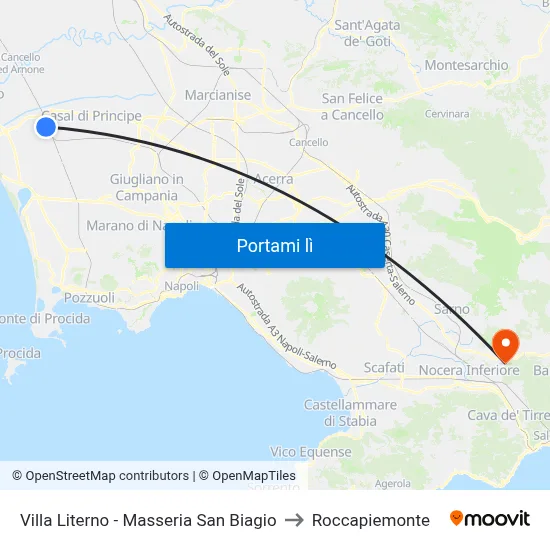 Villa Literno - Masseria San Biagio to Roccapiemonte map