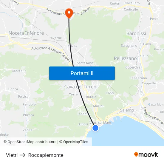 Vietri to Roccapiemonte map