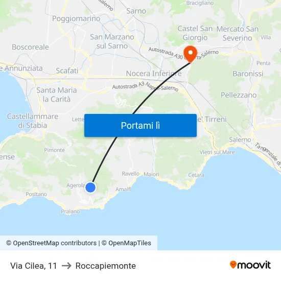 Via Cilea, 11 to Roccapiemonte map