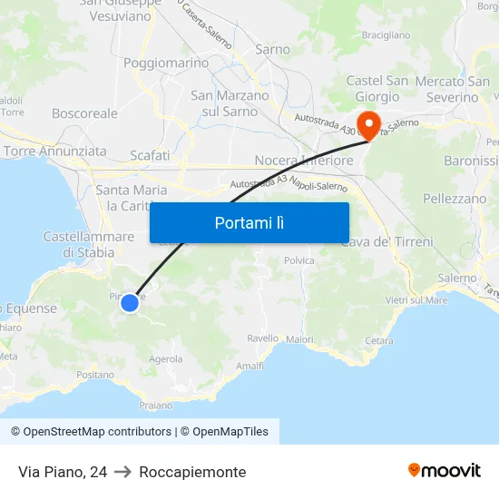 Via Piano, 24 to Roccapiemonte map