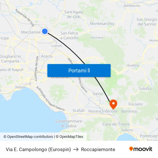 Via E. Campolongo (Eurospin) to Roccapiemonte map