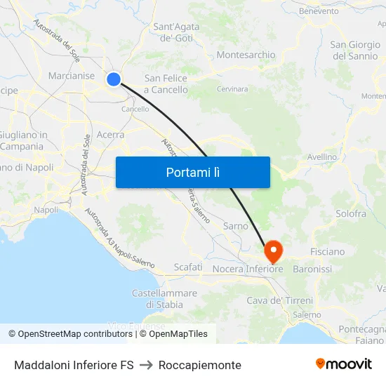 Maddaloni Inferiore FS to Roccapiemonte map