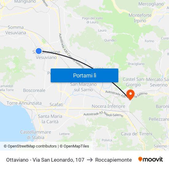 Ottaviano - Via San Leonardo, 107 to Roccapiemonte map