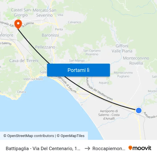 Battipaglia - Via Del Centenario, 124 to Roccapiemonte map
