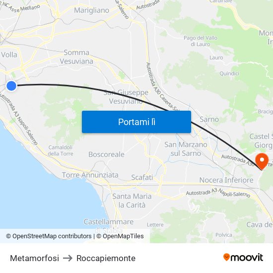 Metamorfosi to Roccapiemonte map