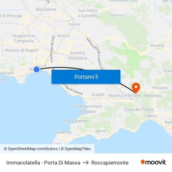 Immacolatella - Porta Di Massa to Roccapiemonte map
