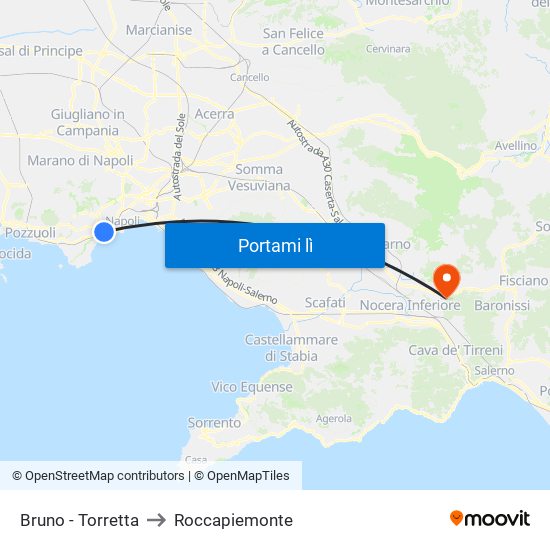 Bruno - Torretta to Roccapiemonte map