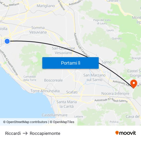 Riccardi to Roccapiemonte map