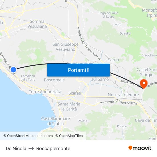 De Nicola to Roccapiemonte map