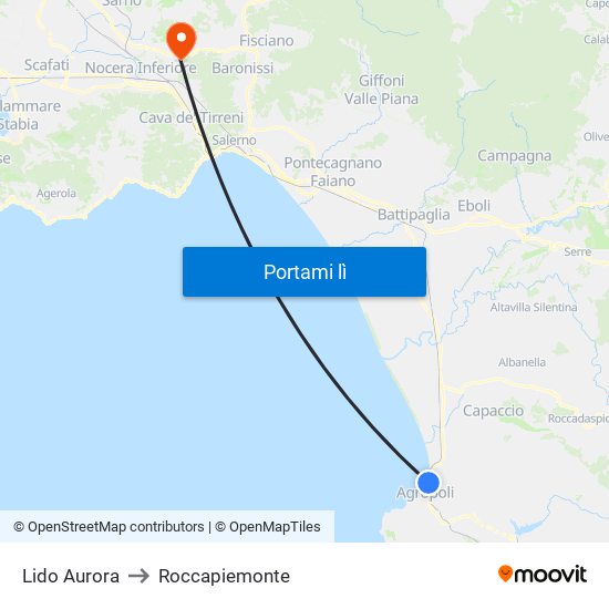 Lido Aurora to Roccapiemonte map