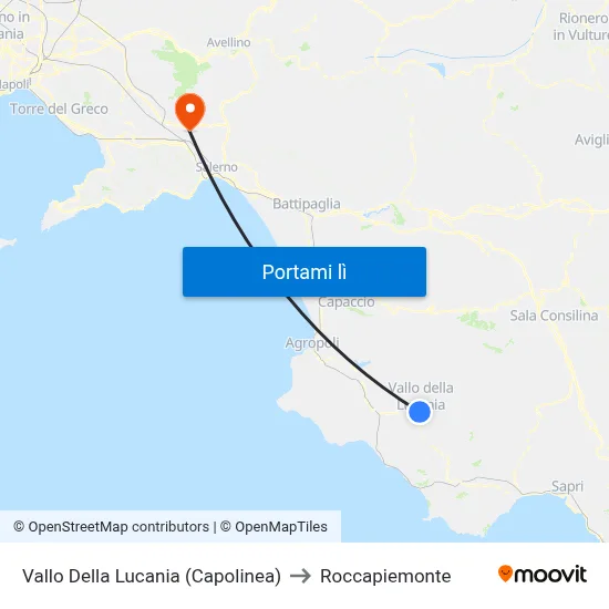 Vallo Della Lucania (Capolinea) to Roccapiemonte map