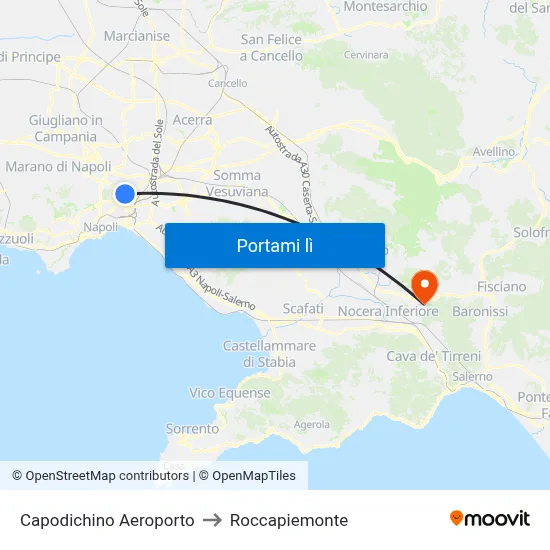 Capodichino Aeroporto to Roccapiemonte map