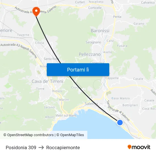 Posidonia 309 to Roccapiemonte map