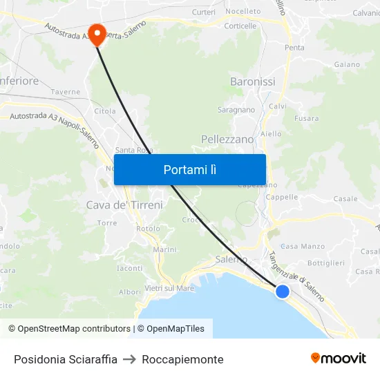 Posidonia Sciaraffia to Roccapiemonte map