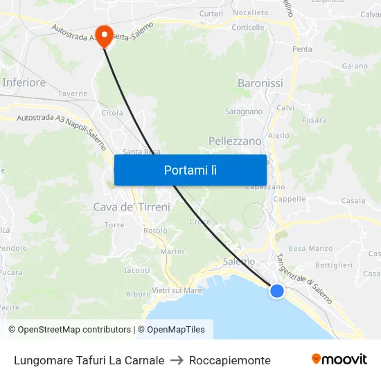 Lungomare Tafuri La Carnale to Roccapiemonte map