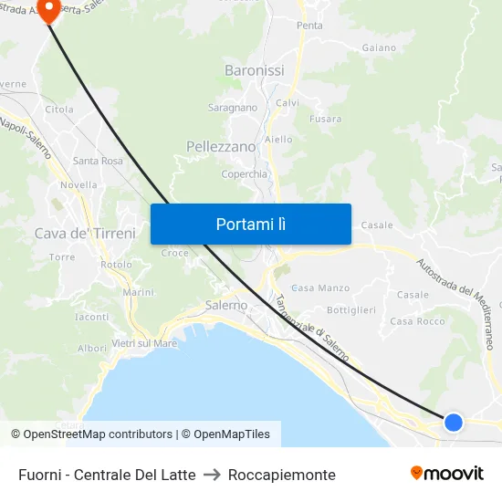 Fuorni - Centrale Del Latte to Roccapiemonte map