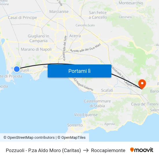 Pozzuoli - P.za Aldo Moro (Caritas) to Roccapiemonte map