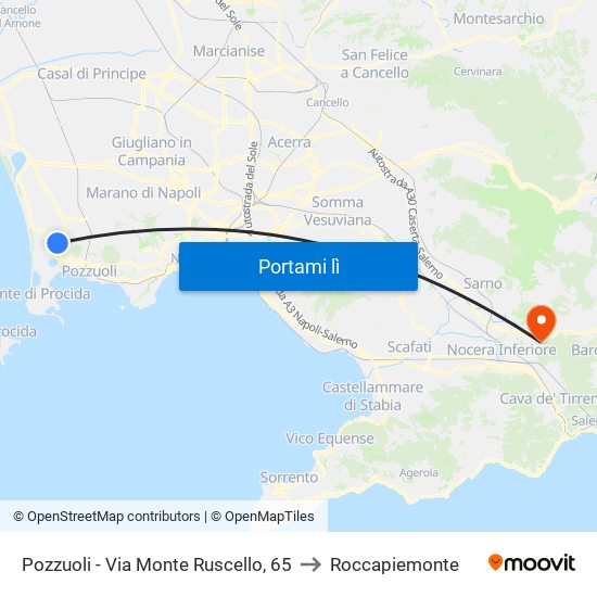 Pozzuoli - Via Monte Ruscello, 65 to Roccapiemonte map