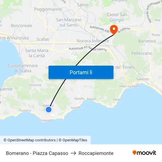 Bomerano - Piazza Capasso to Roccapiemonte map