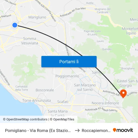 Pomigliano - Via Roma (Ex Stazione) to Roccapiemonte map