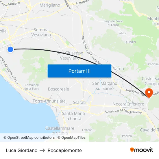 Luca Giordano to Roccapiemonte map