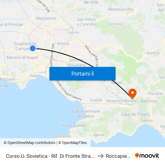 Corso U. Sovietica - Rif. Di Fronte Strada Via Romania to Roccapiemonte map