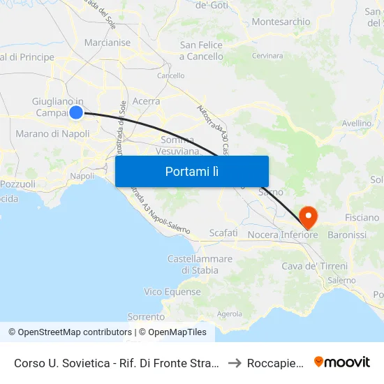 Corso U. Sovietica - Rif. Di Fronte Strada Via Romania to Roccapiemonte map