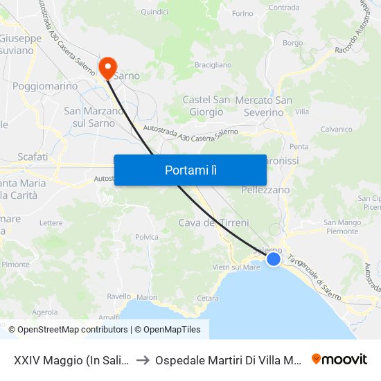 XXIV Maggio  (In Salita) to Ospedale Martiri Di Villa Malta map